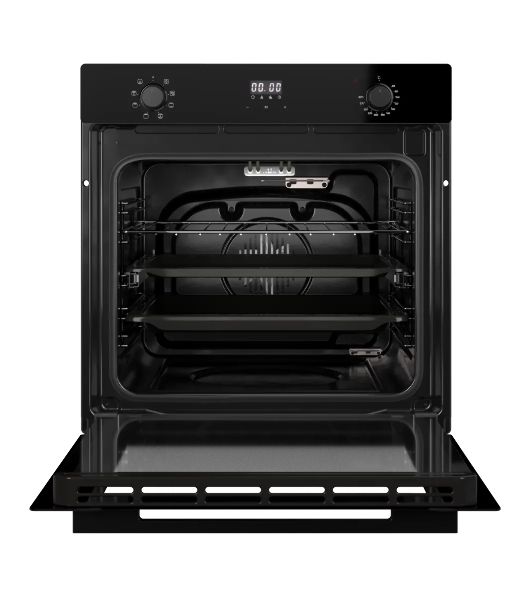 Духовой шкаф Kuppersberg, High-Tech, 72 л, поворотное/сенсорное управление, дисплей, таймер, 7 режимов, макс. температура 300 градусов, телескопические направляющие (на 1 уровень), доводчик двери, цвет черный, цвет фурнитуры черный