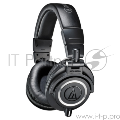 Гарнитура проводная AUDIO-TECHNICA ATH-M50X Black мониторные,закрытые,диаметр 45мм,част 15-28000Гц,макс. входн мощность 1600мВт,импеданс 38Ом,чувствительность 99дБ,два кабеля в комплекте: витой и прямой, черный