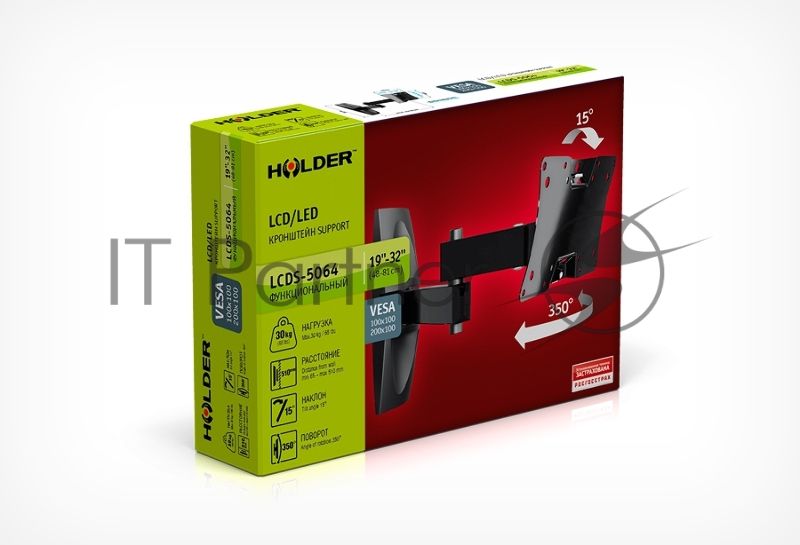 Кронштейн для телевизора Holder LCDS-5064 черный 12"-32" макс.30кг настенный поворот и наклон