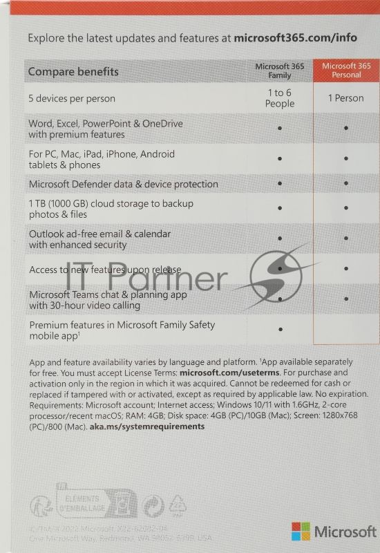 Офисное приложение Microsoft 365 Personal Subscr 1YR Medialess P8 (QQ2-01399)