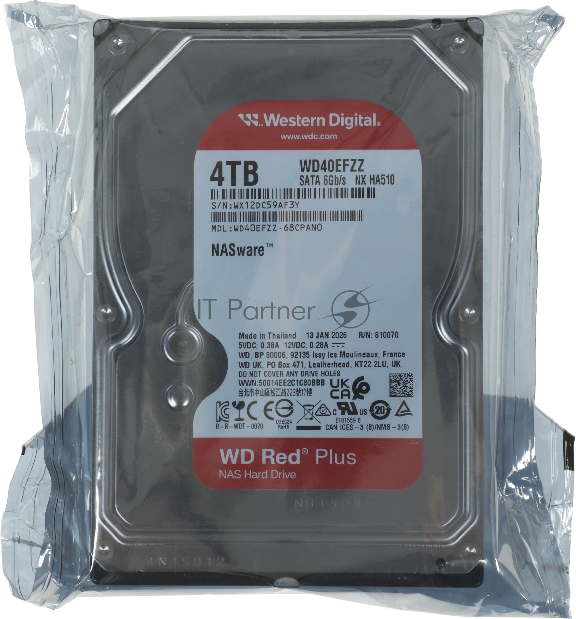 Жесткий диск HDD WD Red Plus 4Tb 5400rpm SATA 128Mb 3.5"