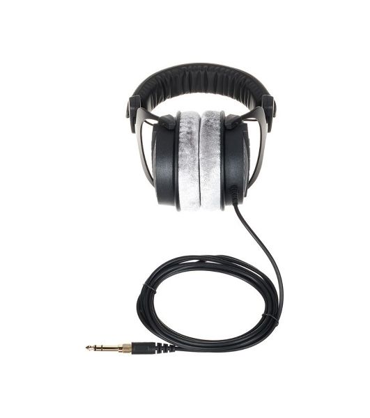 Проводные наушники Beyerdynamic DT 990 PRO 80 OHMS черный/серый, полноразмерные, открытая конструкция, велюровые амбушюры