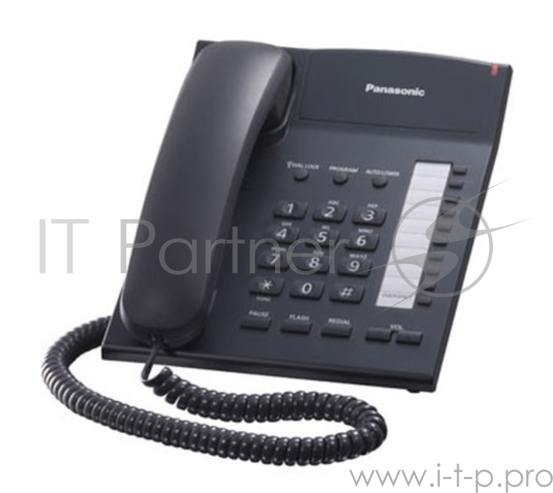Телефон проводной Panasonic KX-TS2382RUB черный индикатор вызова,повторный набор последнего номера,4 уровня громкости звонка