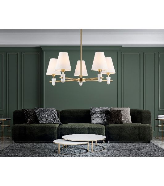Люстра Ambrella light LH75044/5 BS/WH латунь/белый E14*5 max 40W D700*580