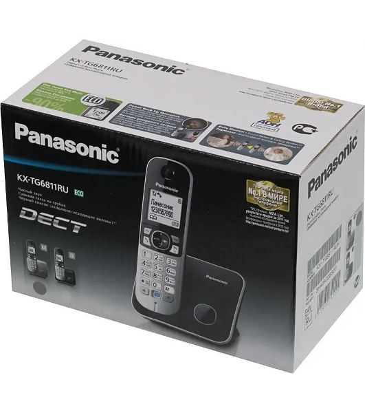 Телефон беспроводной (DECT) Panasonic KX-TG6811RUM (серебристый) Беспроводной DECT,40 мелодий,телефонный справочник 120 зап.
