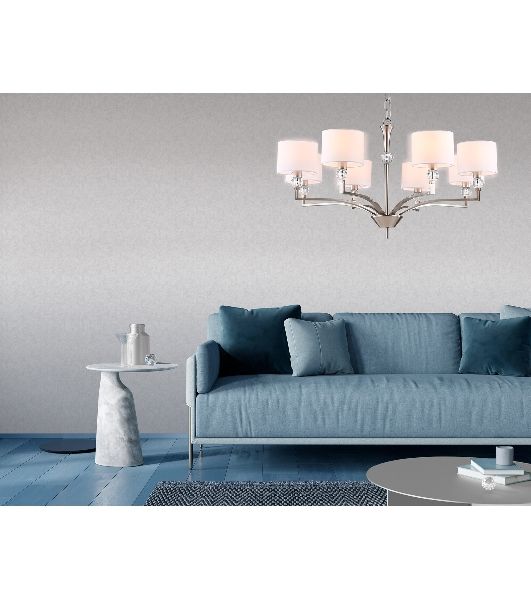 Люстра Ambrella light LH71123/8 SN/WH никель/белый E14/8 max 40W D840*880