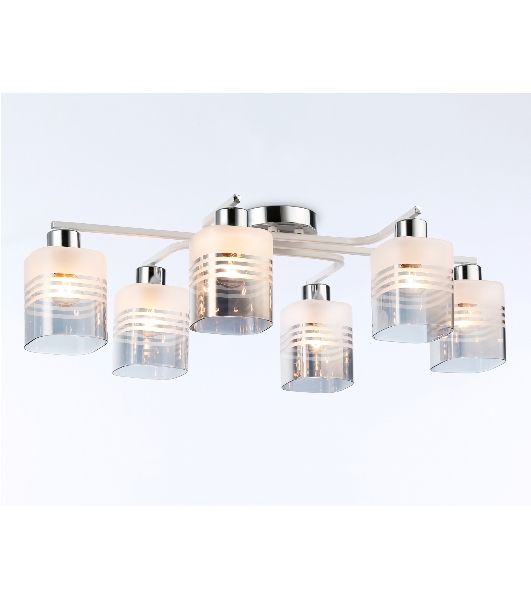 Светильник Ambrella light TR303207/6 WH/CH/SM/FR белый/хром/дымчатый/белый матовый E27*6 max 60W 710*400*200