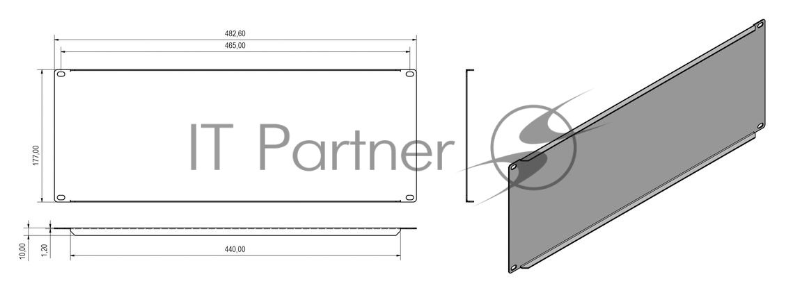 Монтажное оборудование Hyperline BPV-4-RAL9005 Фальш-панель на 4U, цвет черный (RAL 9005)