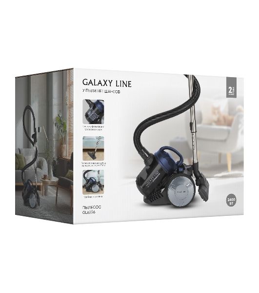Пылесос Galaxy GL 6226 черный/синий, 320/2400 Вт, уборка сухая, пылесборник контейнер 2 л