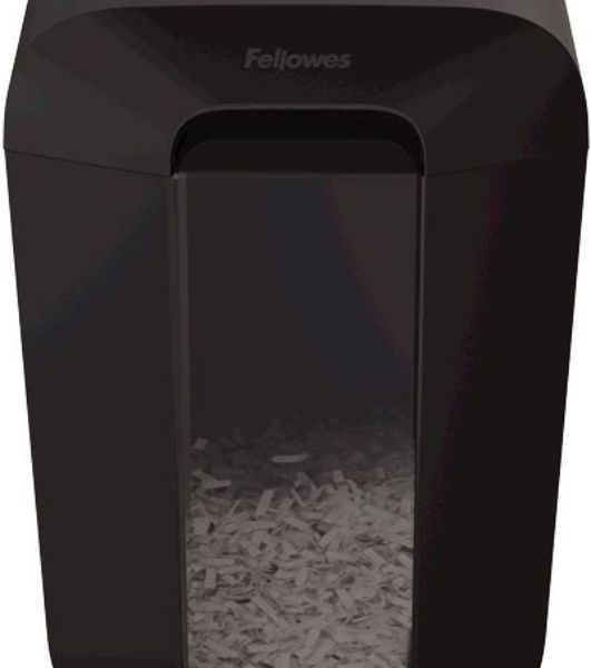 Шредер Fellowes PowerShred LX70 черный (секр.P-4)/перекрестный/11лист./18лтр./скрепки/скобы/пл.карты