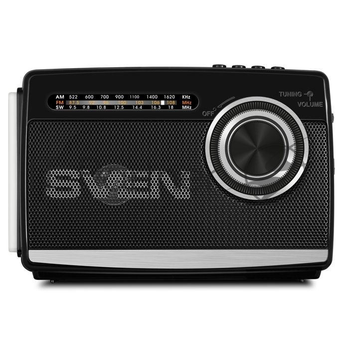 Радиоприёмник SVEN SRP-535 чёрный (3 Вт, FM/AM/SW, USB, SD/microSD, 900 мАч, 2 х D/UM, фонарь)