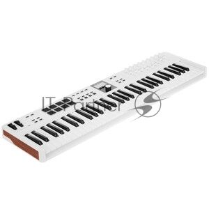 Клавиатура MIDI 231535 Arturia KeyLab Essential 61 mk3 Rose Quartz 61 клавиша, LCD дисплей, 9 энкодеров, 8 пэдов, 9 фейдеров, 12 кнопок управления, колеса высоты тона и модуляции, 1/4" Jack вход для педали, MIDI выход, Type-C