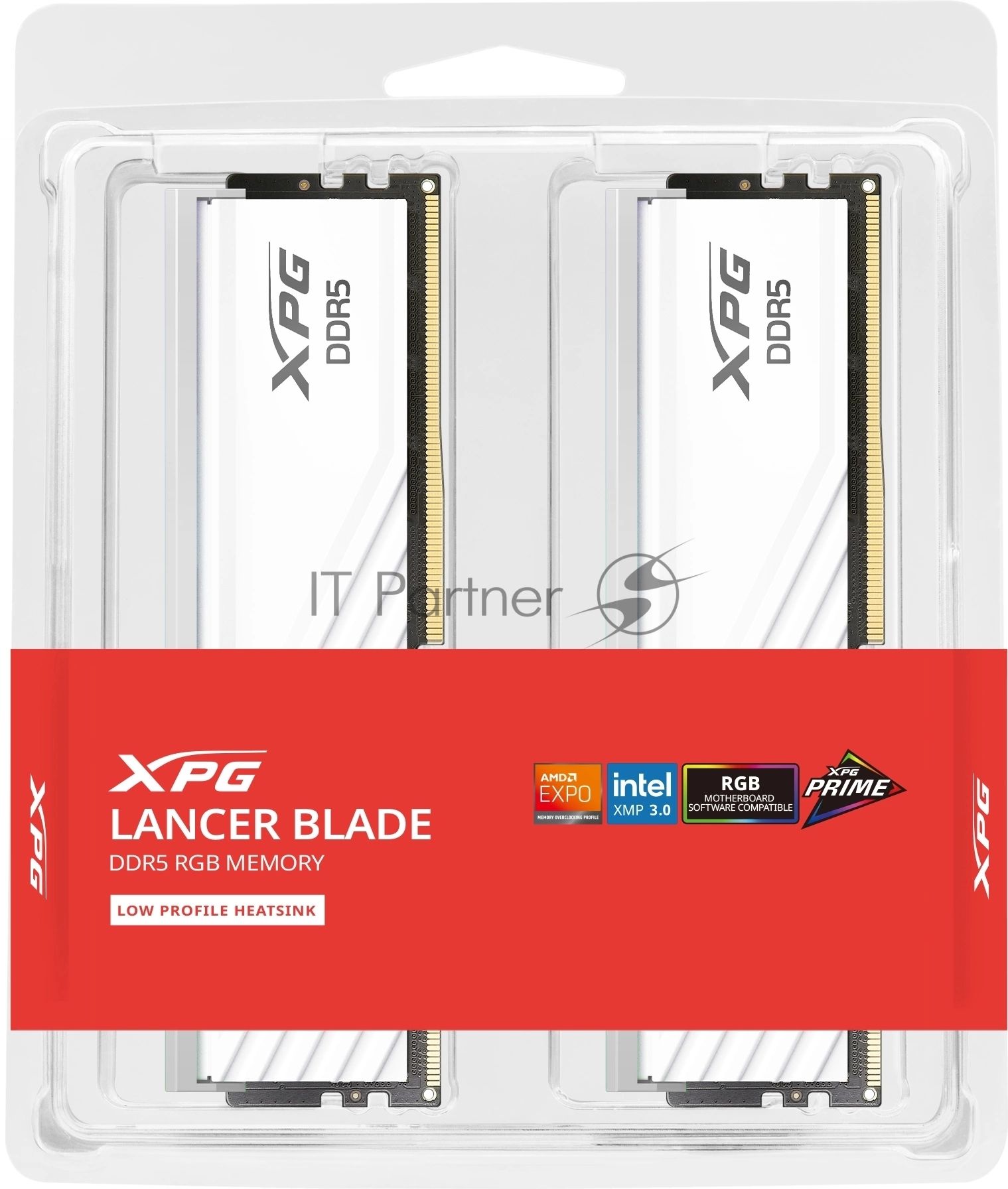 Оперативная память XPG Lancer Blade, DDR5, 32GB (2x16GB), 6000MHz, CL30, DIMM, с радиаторами, RGB, белый