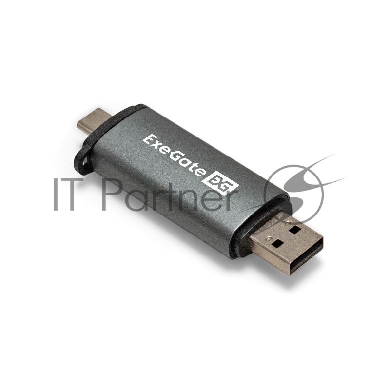 Кард-ридер ExeGate CR-201CA/серый/SDXC/SDHC/SD/microSDXC/microSDHC/microSD/USB Type-A/Type-C/алюминий