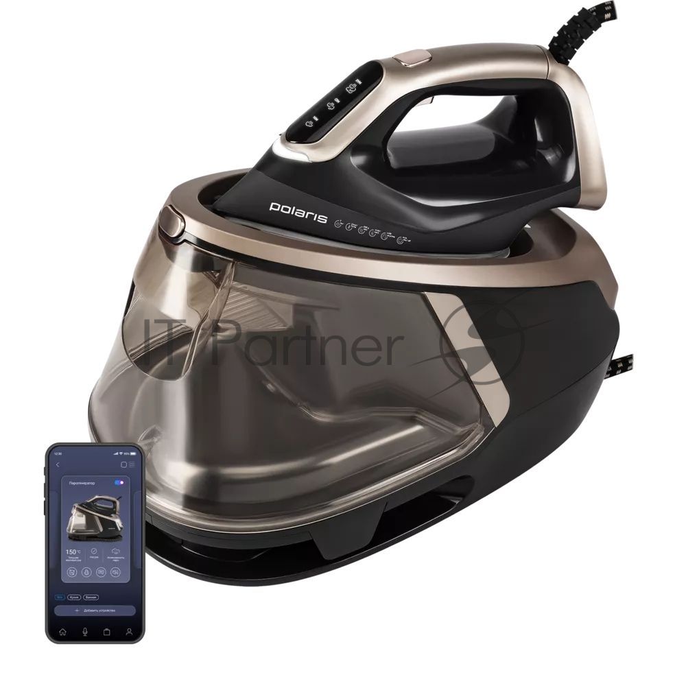 Парогенератор Polaris PSS 8010K X-Steam PRO черный/золотистый, 3000 Вт, 200 г/мин, 800 г/мин, 2000 мл