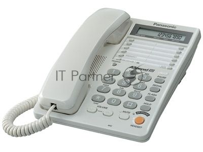 Телефон проводной Panasonic KX-TS2365RUW белый 16-зн ЖКД, однокноп.набор 20 ном., автодозвон, спикерфон