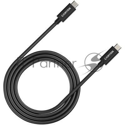 Кабель CANYON, U4-CC-5A1M-E, USB4 TYPE-C to TYPE-C cable assembly 40G 1m 5A 240W(ERP) with E-MARK, CE, ROHS, черный