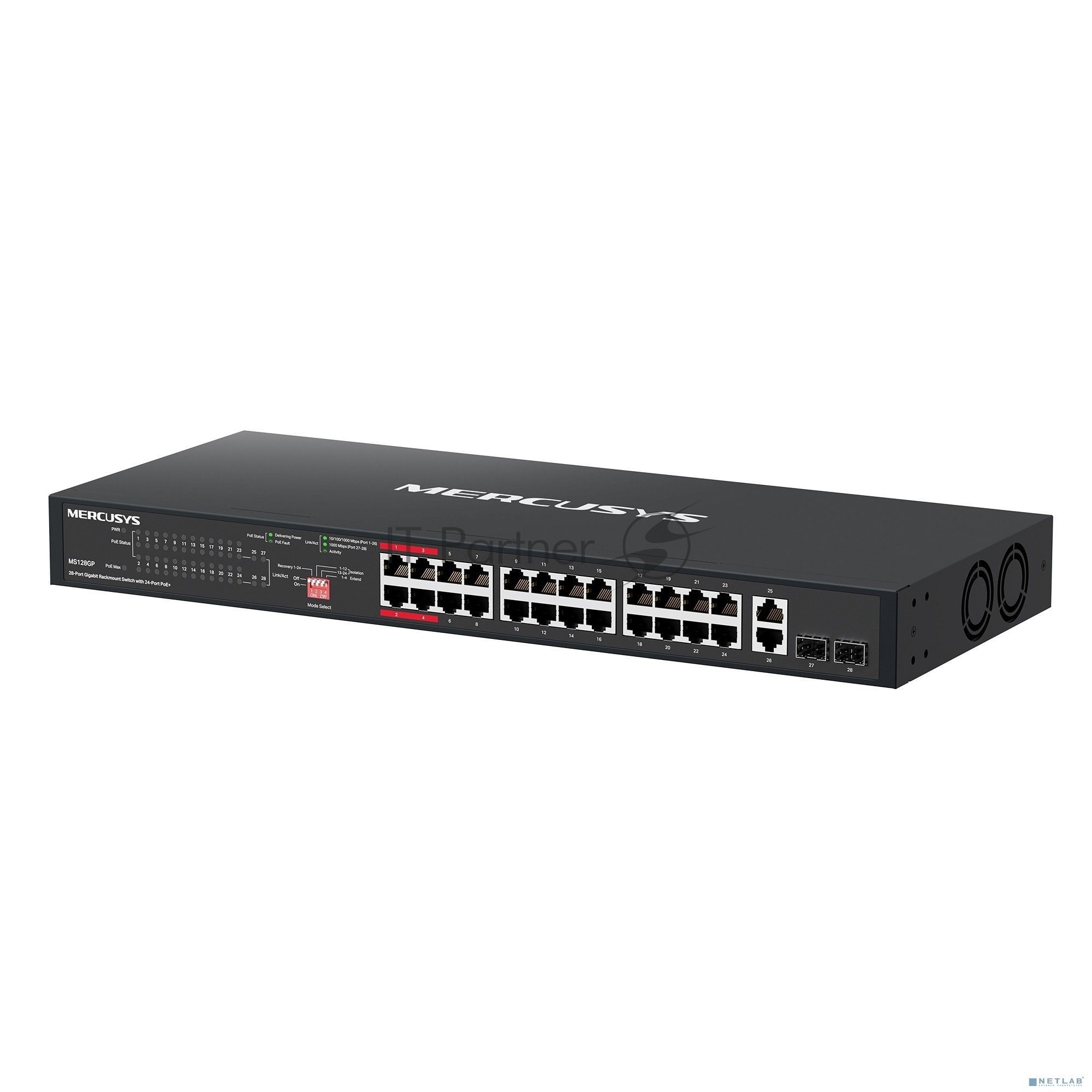 Коммутатор Mercusys MS128GP, 24×1 Гбит/с PoE + 2×1 Гбит/с + 2×1 Гбит/с SFP, неуправляемый