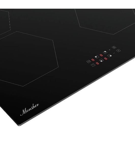 Варочная панель Monsher MHI 6101, индукция, High-Tech, 59 см, 9 уровней мощности, блокировка управления, автоматическое отключение, таймер, Booster, сенсорное управление, черный