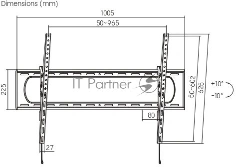 Кронштейн для телевизора Ultramounts UM851T черный 60"-120" макс.120кг настенный наклон