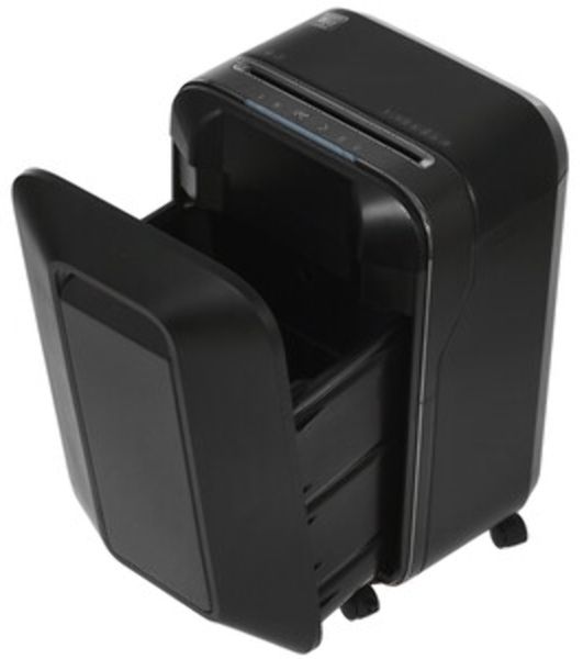 Шредер Fellowes PowerShred LX200 черный (секр.P-4)/перекрестный/12лист./22лтр./скрепки/скобы/пл.карты