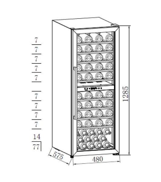 Винный холодильник Weissgauff WWC-77 DB DualZone черный, 2 отсека, 77 бут., класс G