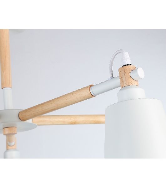 Светильник Ambrella light TR82208/5 WH/LW белый/светлое дерево E27/5 max 40W D780*430