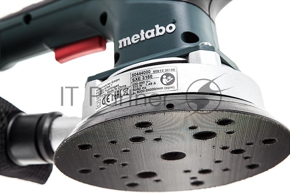 Эксцентриковая шлифовальная машина Metabo SXE 3150 [600444000] { 310вт,150мм,3мм,эл-ка,картон, 12000 об/мин, вес 1.6 кг }