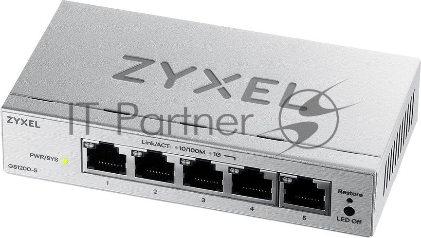 Коммутатор ZYXEL GS1200-5V3-EU0101F, 5×1 Гбит/с, управляемый