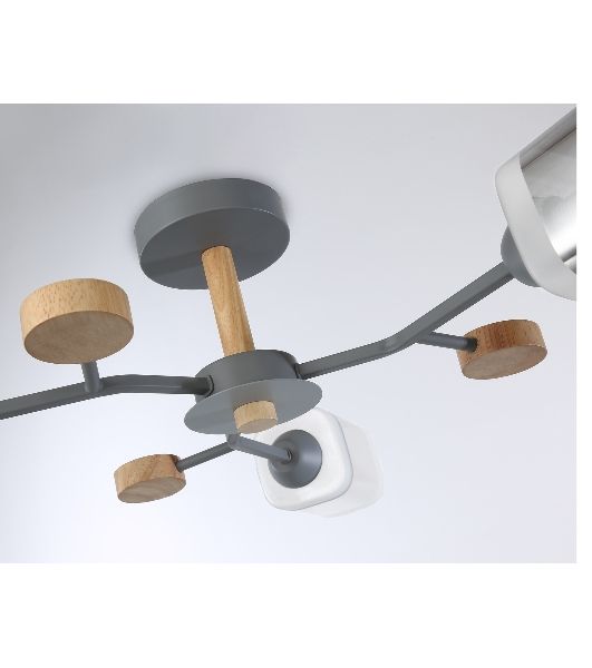 Светильник Ambrella light TR3033231/3 GR/LW/SM серый/светлое дерево/дымчатый E27*3 max 60W D700*180