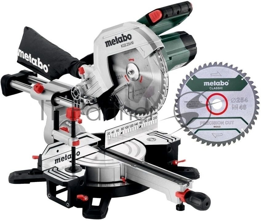 Торцовочная пила Metabo KGS 254 M set 1450Вт 5000об/мин d=254мм