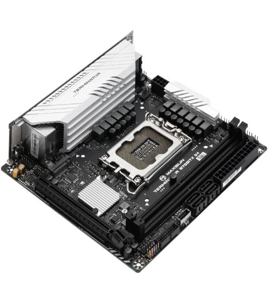 Материнская плата Maxsun Terminator B760ITX D4 WIFI V3, LGA 1700, Intel B760, 2xDDR4 (до 64 ГБ), 4xSATA, 2xM.2 (PCIe 4.0 x4), 1xPCIe 5.0 x16, 1xHDMI, 1xDP, 1x2.5Gb LAN, Wi-Fi 6E, Bluetooth 5.3, 1xUSB-C 20Gbps, 4xUSB-A 5Gbps, 4xUSB-A 2.0, 3x3.5 мм, 7.1, чё