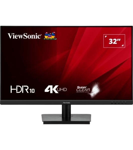 Монитор 32" ViewSonic VA3208-4K-HD VA 3840x2160, 60 Гц, 4 мс, 16:9, 300 кд/м², 2×HDMI 2.0, DP 1.4, 3.5 Jack, HDR10, черный