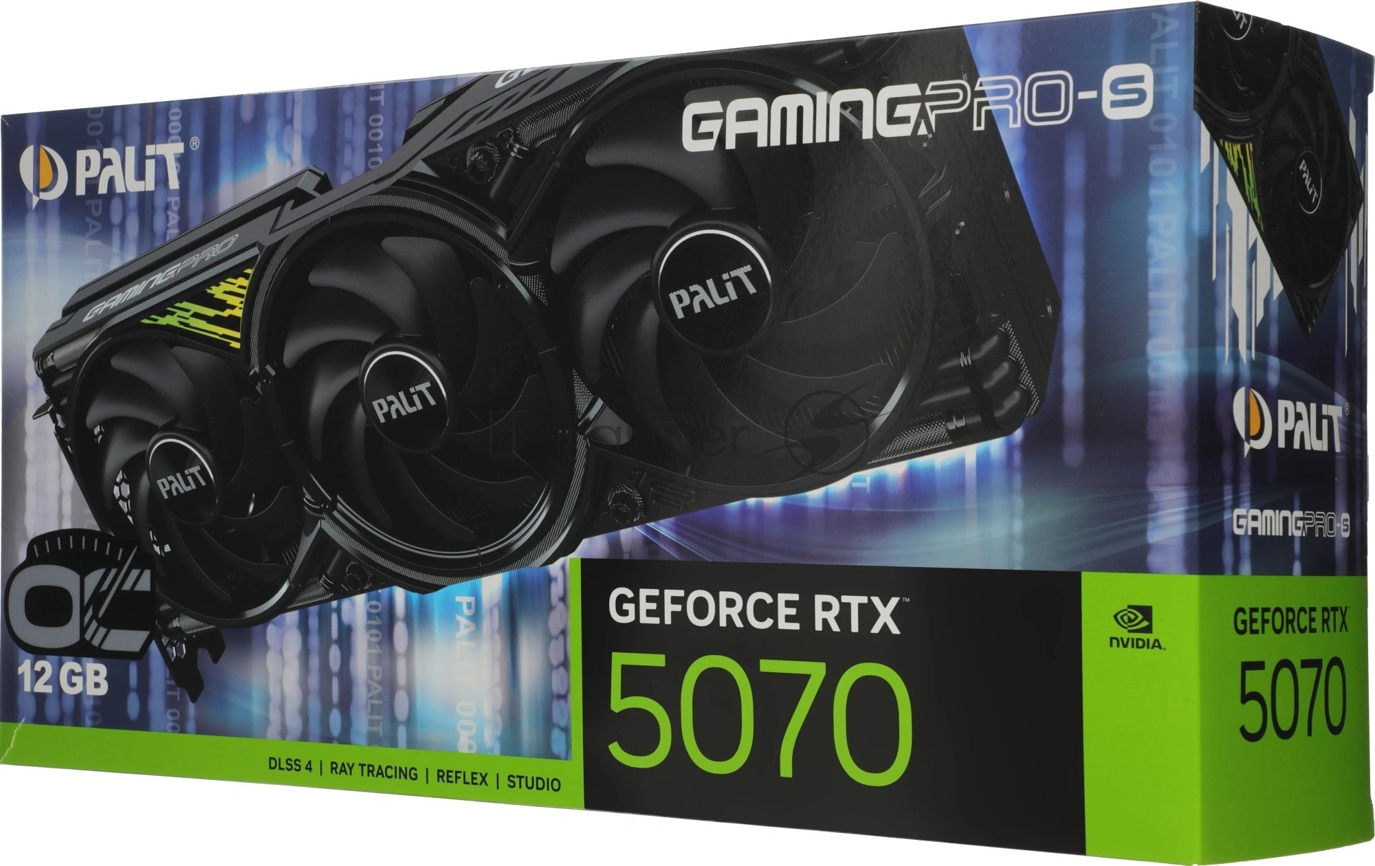 Видеокарта Palit GeForce RTX 5070 GAMINGPRO-S OC, 12 GB GDDR7, 192 bit, 3xDisplayPort, HDMI, GPU 2325 MHz