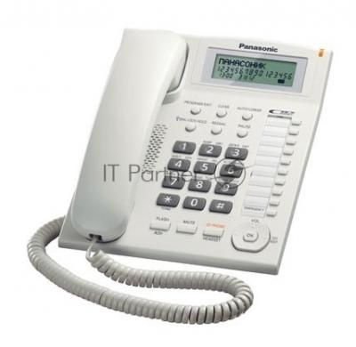 Телефон проводной Panasonic KX-TS2388RUW белый индикатор вызова,повторный набор последнего номера,4 уровня громкости звонка