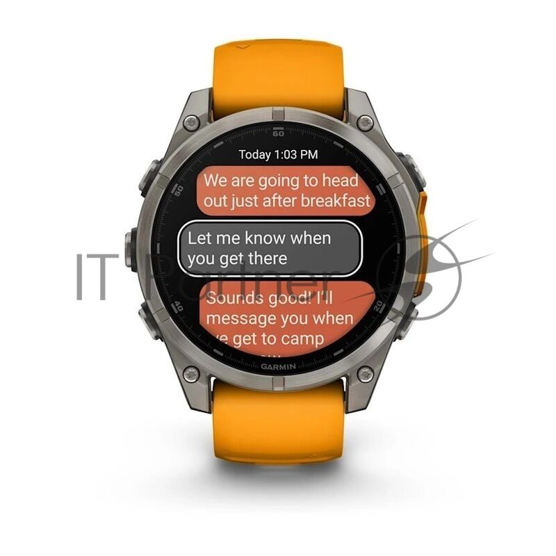 Умные часы Garmin Fenix 8 1.4" AMOLED, Wi-Fi, Bluetooth, NFC, 100м, титановый серый / оранжевый