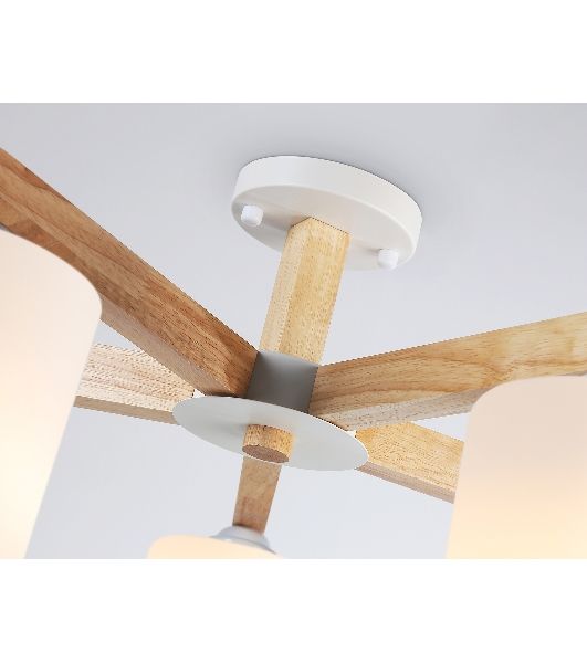Светильник Ambrella light TR83113/5 WH/LW белый/светлое дерево E27/5 max 40W D700*325