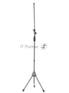 Микрофонная стойка "журавль" K&M 21080-300-02 высота от 925 до 1630 мм, длина стрелы от 425 до 725 мм, металлические узлы, складная конструкция, материал стойки - сталь, цвет хром
