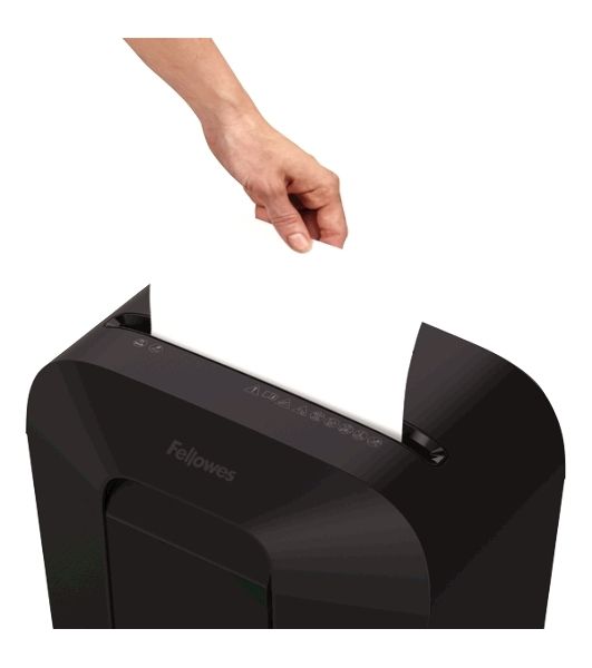 Шредер Fellowes PowerShred LX50 черный (секр.P-4)/перекрестный/9лист./17лтр./скрепки/скобы/пл.карты