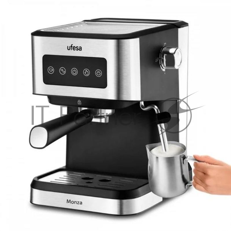 Кофеварка рожковая Ufesa MONZA черный/серебристый, исп. кофе - молотый, 1.5 л, 1050 Вт, 20 бар