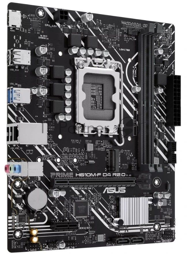 Материнская плата ASUS PRIME H610M-F D4 R2.0, LGA1700, Intel H610, 2xDDR4, 2xSATA, 1xM.2 PCIe 3.0 x4, 1xPCIe 4.0 x16, 1xPCIe 3.0 x1, 1xHDMI, 1x 1Gb LAN, 2xUSB 3.2 Gen1, 4xUSB 2.0, 3x3.5 мм, 7.1, microATX