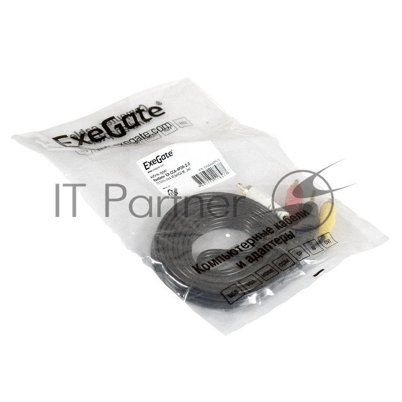 Кабель аудио ExeGate EX284945RUS EX-CCA-4P2R-2.0 (3.5мм Jack M/3xRCA M, 2м)