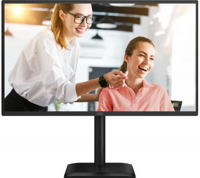 Монитор 27" AOC Q27E4CV IPS 2560x1440, 120 Гц, 4 мс, 16:9, 350 кд/м², HDMI 2.0, DP 1.2, USB-C (90 Вт), USB Hub (4x USB 3.2), RJ45, 3.5 Jack, динамики (2x2 Вт), Adaptive-Sync, VESA 100x100, черный