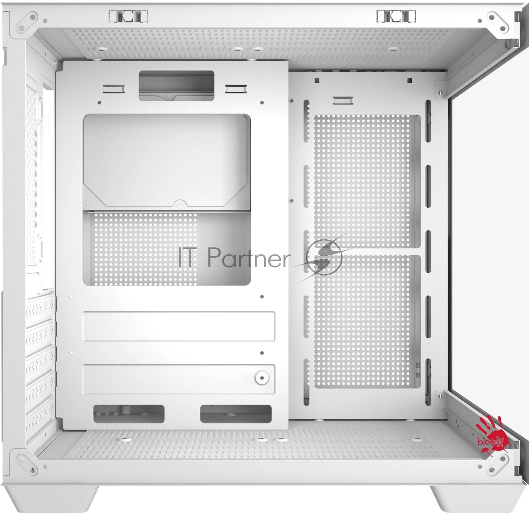 Компьютерный корпус Bloody CC-121 белый без БП mATX 7x120мм 1xUSB2.0 1xUSB3.0 audio