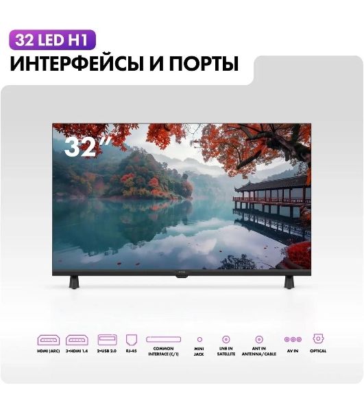 Телевизор Haier 32" 32 LED H1 черный LED HD 60Hz Smart TV Android 1GB/16GB