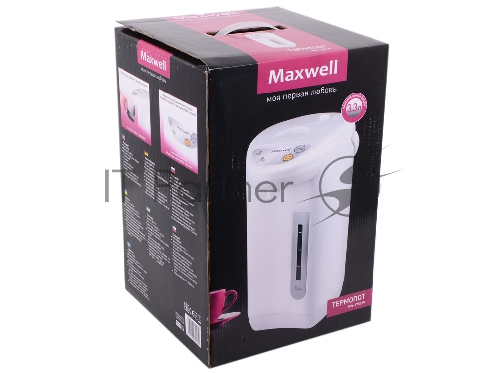 Термопот Maxwell MW-1754 (W) 800 Вт,макс.3,3 л,автомат.и ручная подача воды (3 режима)