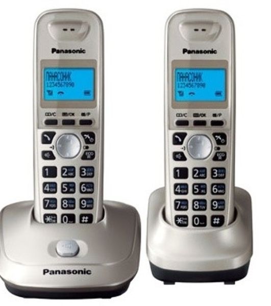 Телефон беспроводной (DECT) Panasonic KX-TG2512RUN (платиновый) Доп трубка в комплекте,АОН, Caller ID,спикерфон на трубке,полифония