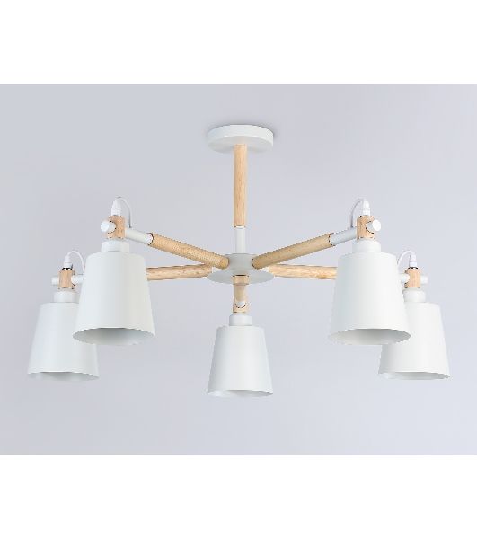 Светильник Ambrella light TR82208/5 WH/LW белый/светлое дерево E27/5 max 40W D780*430