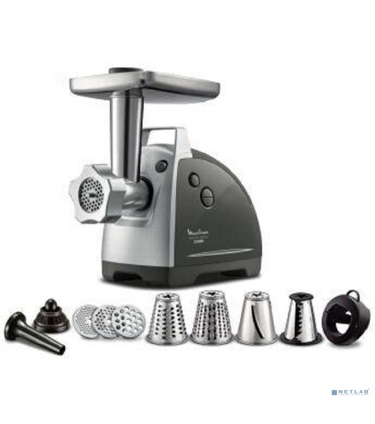 Мясорубка электрическая Moulinex ME682832 черный, 2000 Вт, 2.6 кг/мин, реверс, защита от перегрузки, насадки - 4