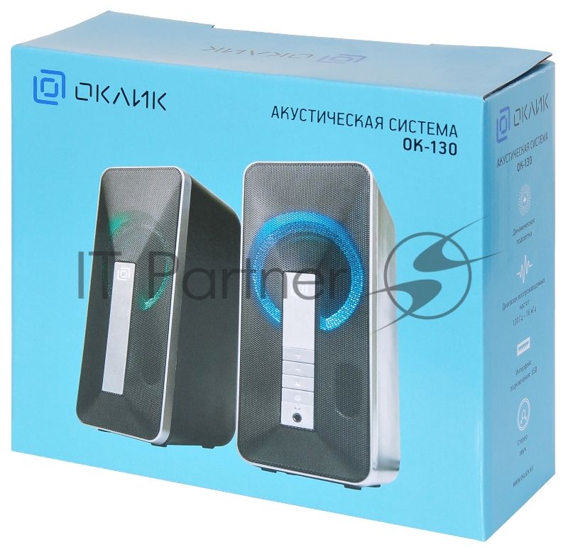 Портативная колонка Oklick OK-130 2.0 черный BT